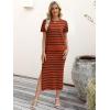 imageANRABESS Womens 2 Piece Outfits Striped Sweater Skirt Sets 2026 Summer Casual Short Sleeve Pullover Tops Travel Midi DressBrick Red Black Stripe