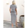 imageANRABESS Womens 2 Piece Outfits Striped Sweater Skirt Sets 2026 Summer Casual Short Sleeve Pullover Tops Travel Midi DressGrey White