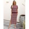 imageANRABESS Womens 2 Piece Outfits Striped Sweater Skirt Sets 2026 Summer Casual Short Sleeve Pullover Tops Travel Midi DressRed White