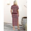 imageANRABESS Womens 2 Piece Outfits Striped Sweater Skirt Sets 2026 Summer Casual Short Sleeve Pullover Tops Travel Midi DressRed White