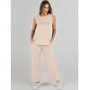 imageANRABESS Womens 2 Piece Outfits Summer Beach Vacation Clothes Spring Travel Airport Casual Wide Leg Pants Lounge SetsBeige
