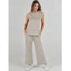 imageANRABESS Womens 2 Piece Outfits Summer Beach Vacation Clothes Spring Travel Airport Casual Wide Leg Pants Lounge SetsLight Beige