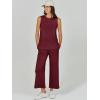 imageANRABESS Womens 2 Piece Outfits Summer Beach Vacation Clothes Spring Travel Airport Casual Wide Leg Pants Lounge SetsWine Red