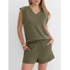imageANRABESS Womens 2 Piece Short Sets 2026 Summer Casual Cap Sleeve Shirts Matching Lounge Outfits Travel Beach Vacation ClothesArmy Green