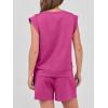 imageANRABESS Womens 2 Piece Short Sets 2026 Summer Casual Cap Sleeve Shirts Matching Lounge Outfits Travel Beach Vacation ClothesHot Pink
