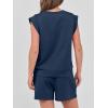 imageANRABESS Womens 2 Piece Short Sets 2026 Summer Casual Cap Sleeve Shirts Matching Lounge Outfits Travel Beach Vacation ClothesNavy Blue
