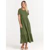imageANRABESS Womens 2026 Summer Casual Maxi Dress A line Tiered Flowy Short Sleeve Crewneck T Shirt Beach Travel Long DressesArmy Green
