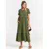 imageANRABESS Womens 2026 Summer Casual Maxi Dress A line Tiered Flowy Short Sleeve Crewneck T Shirt Beach Travel Long DressesArmy Green