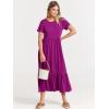 imageANRABESS Womens 2026 Summer Casual Maxi Dress A line Tiered Flowy Short Sleeve Crewneck T Shirt Beach Travel Long DressesFuchsia