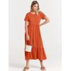 imageANRABESS Womens 2026 Summer Casual Maxi Dress A line Tiered Flowy Short Sleeve Crewneck T Shirt Beach Travel Long DressesOrange
