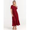 imageANRABESS Womens 2026 Summer Casual Maxi Dress A line Tiered Flowy Short Sleeve Crewneck T Shirt Beach Travel Long DressesWine Red