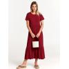imageANRABESS Womens 2026 Summer Casual Maxi Dress A line Tiered Flowy Short Sleeve Crewneck T Shirt Beach Travel Long DressesWine Red