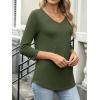 imageANRABESS Womens 34 Length Sleeve Top V Neck Summer TShirts Basic Tee 2026 Fall Casual Loose Fit Tunic Shirts Work BlouseArmy Green