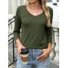 imageANRABESS Womens 34 Length Sleeve Top V Neck Summer TShirts Basic Tee 2026 Fall Casual Loose Fit Tunic Shirts Work BlouseArmy Green