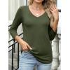 imageANRABESS Womens 34 Length Sleeve Top V Neck Summer TShirts Basic Tee 2026 Fall Casual Loose Fit Tunic Shirts Work BlouseArmy Green