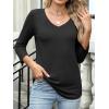 imageANRABESS Womens 34 Length Sleeve Top V Neck Summer TShirts Basic Tee 2026 Fall Casual Loose Fit Tunic Shirts Work BlouseBlack