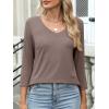 imageANRABESS Womens 34 Length Sleeve Top V Neck Summer TShirts Basic Tee 2026 Fall Casual Loose Fit Tunic Shirts Work BlouseBrown
