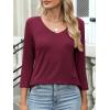 imageANRABESS Womens 34 Length Sleeve Top V Neck Summer TShirts Basic Tee 2026 Fall Casual Loose Fit Tunic Shirts Work BlouseBurgundy