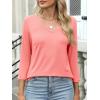imageANRABESS Womens 34 Length Sleeve Top V Neck Summer TShirts Basic Tee 2026 Fall Casual Loose Fit Tunic Shirts Work BlouseCoral