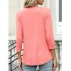 imageANRABESS Womens 34 Length Sleeve Top V Neck Summer TShirts Basic Tee 2026 Fall Casual Loose Fit Tunic Shirts Work BlouseCoral
