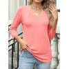 imageANRABESS Womens 34 Length Sleeve Top V Neck Summer TShirts Basic Tee 2026 Fall Casual Loose Fit Tunic Shirts Work BlouseCoral