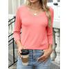 imageANRABESS Womens 34 Length Sleeve Top V Neck Summer TShirts Basic Tee 2026 Fall Casual Loose Fit Tunic Shirts Work BlouseCoral