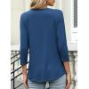 imageANRABESS Womens 34 Length Sleeve Top V Neck Summer TShirts Basic Tee 2026 Fall Casual Loose Fit Tunic Shirts Work BlouseDark Blue