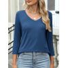 imageANRABESS Womens 34 Length Sleeve Top V Neck Summer TShirts Basic Tee 2026 Fall Casual Loose Fit Tunic Shirts Work BlouseDark Blue