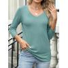 imageANRABESS Womens 34 Length Sleeve Top V Neck Summer TShirts Basic Tee 2026 Fall Casual Loose Fit Tunic Shirts Work BlouseGray Green