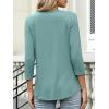 imageANRABESS Womens 34 Length Sleeve Top V Neck Summer TShirts Basic Tee 2026 Fall Casual Loose Fit Tunic Shirts Work BlouseGray Green