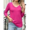 imageANRABESS Womens 34 Length Sleeve Top V Neck Summer TShirts Basic Tee 2026 Fall Casual Loose Fit Tunic Shirts Work BlouseHot Pink