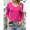 imageANRABESS Womens 34 Length Sleeve Top V Neck Summer TShirts Basic Tee 2026 Fall Casual Loose Fit Tunic Shirts Work BlouseHot Pink