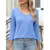 imageANRABESS Womens 34 Length Sleeve Top V Neck Summer TShirts Basic Tee 2026 Fall Casual Loose Fit Tunic Shirts Work BlouseLight Blue