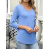 imageANRABESS Womens 34 Length Sleeve Top V Neck Summer TShirts Basic Tee 2026 Fall Casual Loose Fit Tunic Shirts Work BlouseLight Blue