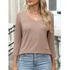 imageANRABESS Womens 34 Length Sleeve Top V Neck Summer TShirts Basic Tee 2026 Fall Casual Loose Fit Tunic Shirts Work BlouseLight Brown