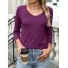 imageANRABESS Womens 34 Length Sleeve Top V Neck Summer TShirts Basic Tee 2026 Fall Casual Loose Fit Tunic Shirts Work BlousePurple