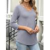 imageANRABESS Womens 34 Length Sleeve Top V Neck Summer TShirts Basic Tee 2026 Fall Casual Loose Fit Tunic Shirts Work BlouseSliver Gray