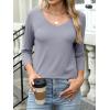 imageANRABESS Womens 34 Length Sleeve Top V Neck Summer TShirts Basic Tee 2026 Fall Casual Loose Fit Tunic Shirts Work BlouseSliver Gray
