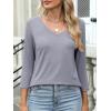 imageANRABESS Womens 34 Length Sleeve Top V Neck Summer TShirts Basic Tee 2026 Fall Casual Loose Fit Tunic Shirts Work BlouseSliver Gray