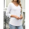 imageANRABESS Womens 34 Length Sleeve Top V Neck Summer TShirts Basic Tee 2026 Fall Casual Loose Fit Tunic Shirts Work BlouseWhite