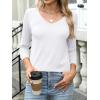 imageANRABESS Womens 34 Length Sleeve Top V Neck Summer TShirts Basic Tee 2026 Fall Casual Loose Fit Tunic Shirts Work BlouseWhite
