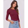 imageANRABESS Womens 34 Long Sleeve Tops Ribbed Knit Slim Fitted Shirts Basic Tee Fall Outfits 2026 Fashion Y2K ClothesBurgundy