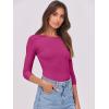 imageANRABESS Womens 34 Long Sleeve Tops Ribbed Knit Slim Fitted Shirts Basic Tee Fall Outfits 2026 Fashion Y2K ClothesHot Pink