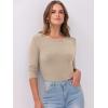 imageANRABESS Womens 34 Long Sleeve Tops Ribbed Knit Slim Fitted Shirts Basic Tee Fall Outfits 2026 Fashion Y2K ClothesLight Khaki