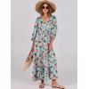 imageANRABESS Womens Boho Maxi Dresses 2026 Summer V Neck Puff Sleeve Floral Flowy Swing Fall Casual Long DressBeige Teal Floral