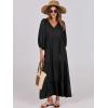 imageANRABESS Womens Boho Maxi Dresses 2026 Summer V Neck Puff Sleeve Floral Flowy Swing Fall Casual Long DressBlack