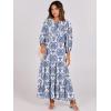 imageANRABESS Womens Boho Maxi Dresses 2026 Summer V Neck Puff Sleeve Floral Flowy Swing Fall Casual Long DressBlue Khaki