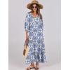 imageANRABESS Womens Boho Maxi Dresses 2026 Summer V Neck Puff Sleeve Floral Flowy Swing Fall Casual Long DressBlue Khaki