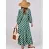 imageANRABESS Womens Boho Maxi Dresses 2026 Summer V Neck Puff Sleeve Floral Flowy Swing Fall Casual Long DressGreen