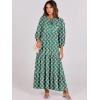 imageANRABESS Womens Boho Maxi Dresses 2026 Summer V Neck Puff Sleeve Floral Flowy Swing Fall Casual Long DressGreen